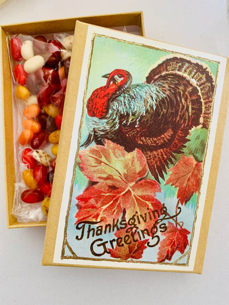 Thanksgiving Greetings Fall Leaves Turkey Gift Box