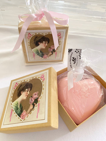 Large Pink Heart shaped TEA ROSE Pre de Provence Gift Soap Set