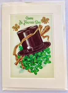 St. Patrick's Day Top Hat & Clovers Greeting Card
