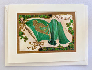 St. Patrick's Day Irish Flag & Clovers Greeting Card