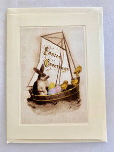Easter Bunny Egg Boat Greeting Card