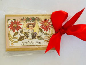 Christmas Victorian Poinsettia Lady Pre De Provence 6 Hand Soap Gift Set