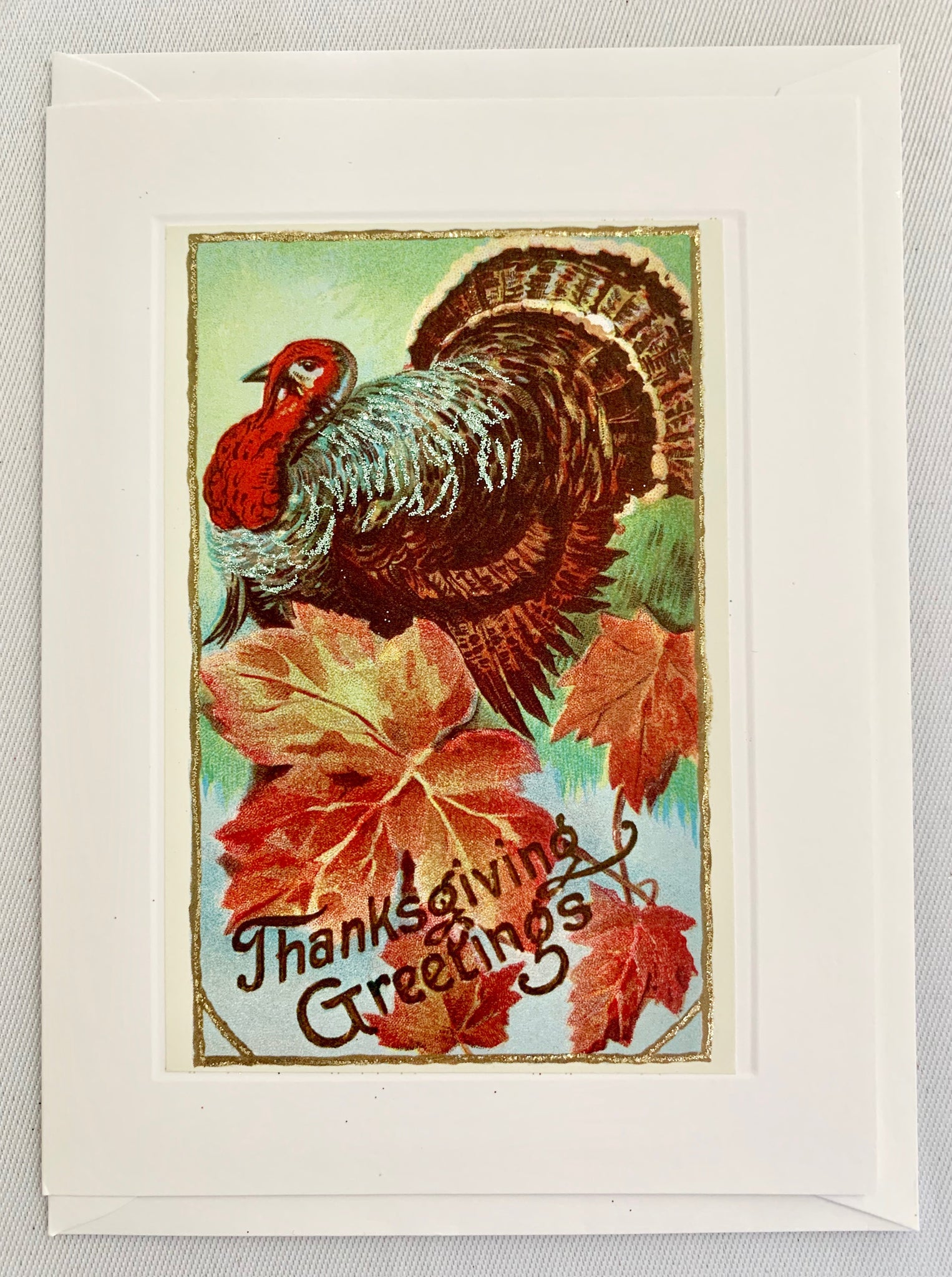 Thanksgiving Fall Leaves Turkey Greeting Card