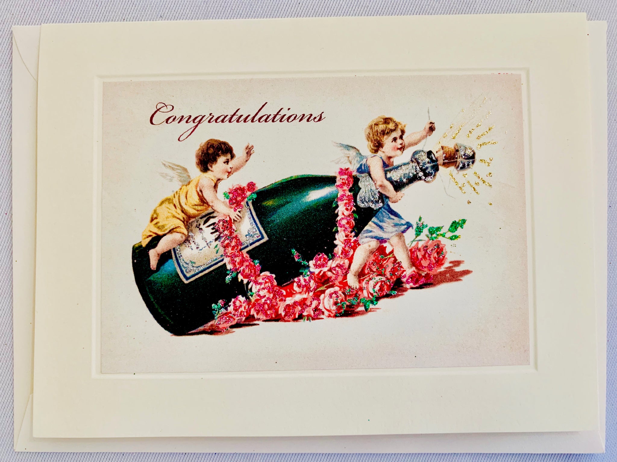 Congratulations Champagne Angels Greeting Card