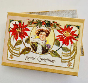 Christmas Poinsettia Victorian Lady Gift Box