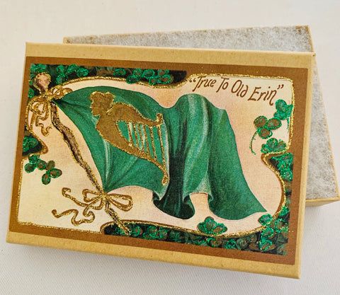 St. Patrick's Day True To Old Erin Irish Harp Flag Gift Box