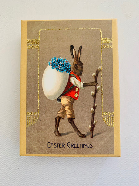 Easter Craftsman Bunny with Cotton Tail Walking Stick Gift Box
