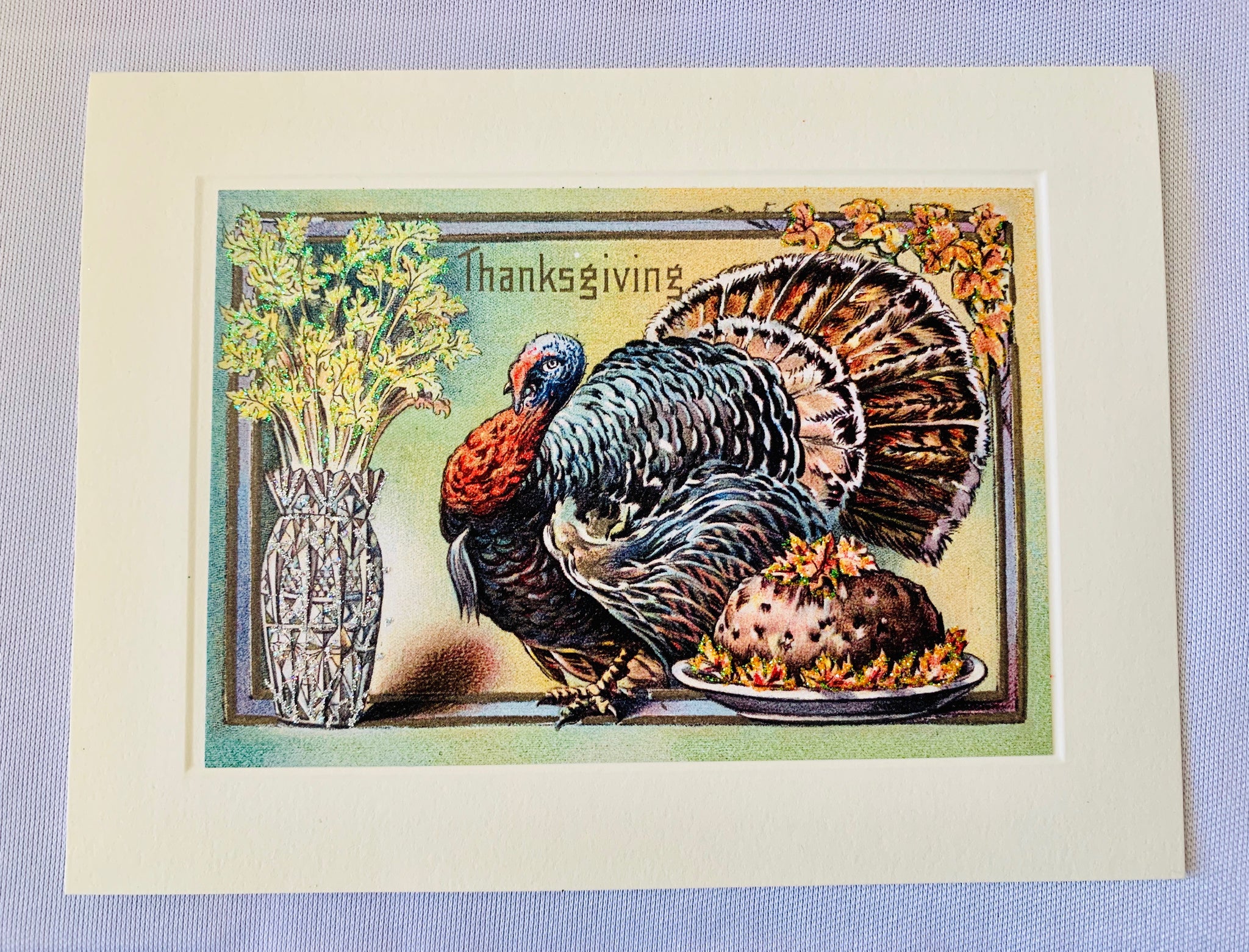 Thanksgiving Turkey Vase Greeting Card